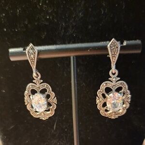 Elegant Silver Crystal Drop Earrings